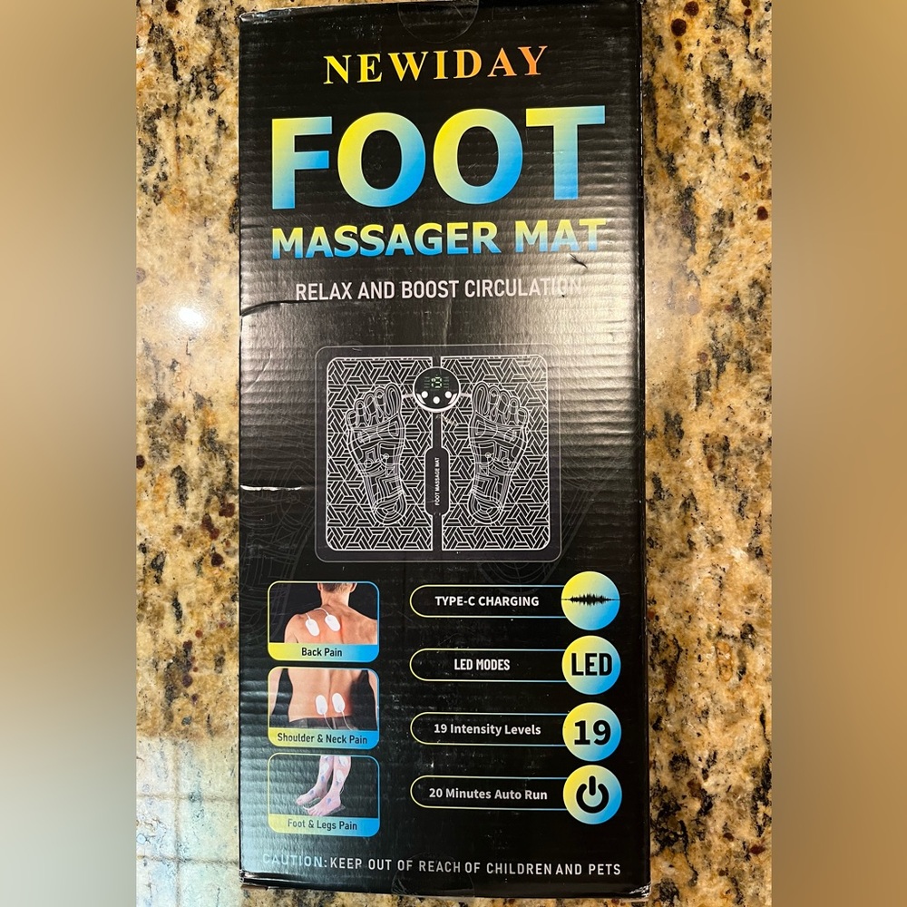 NEWIDAY EMS Foot Massage Mat TENS Muscle Relaxation Pad w/ Remote Control Led